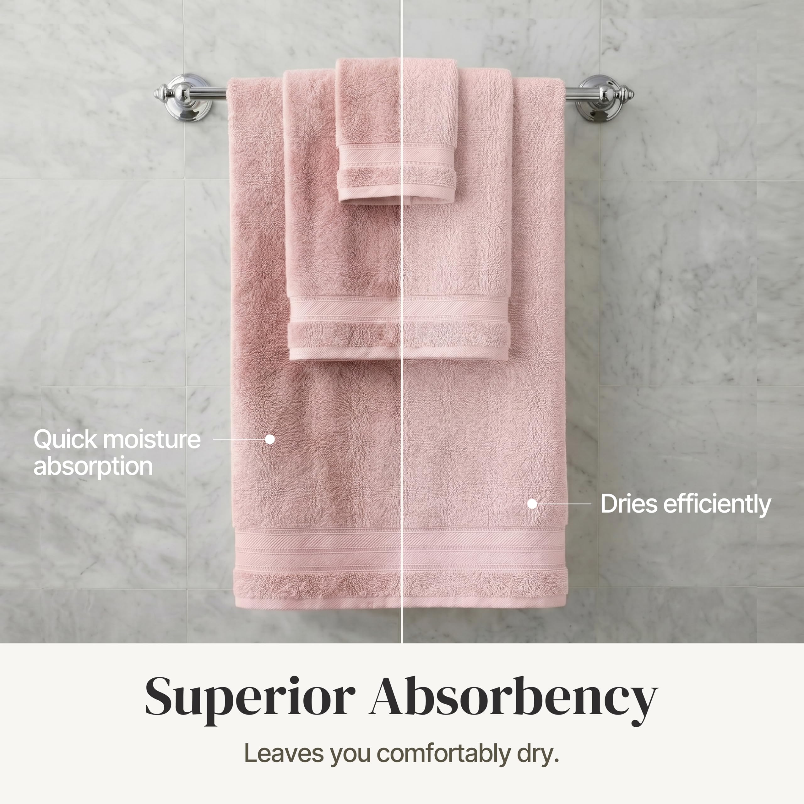 Modern Threads Spun Loft 6-Piece 100% Combed Cotton Set-Bath, Hand Towels, & Washcloths Super Absorbent & Quick Dry-600 GSM-Soft & Plush