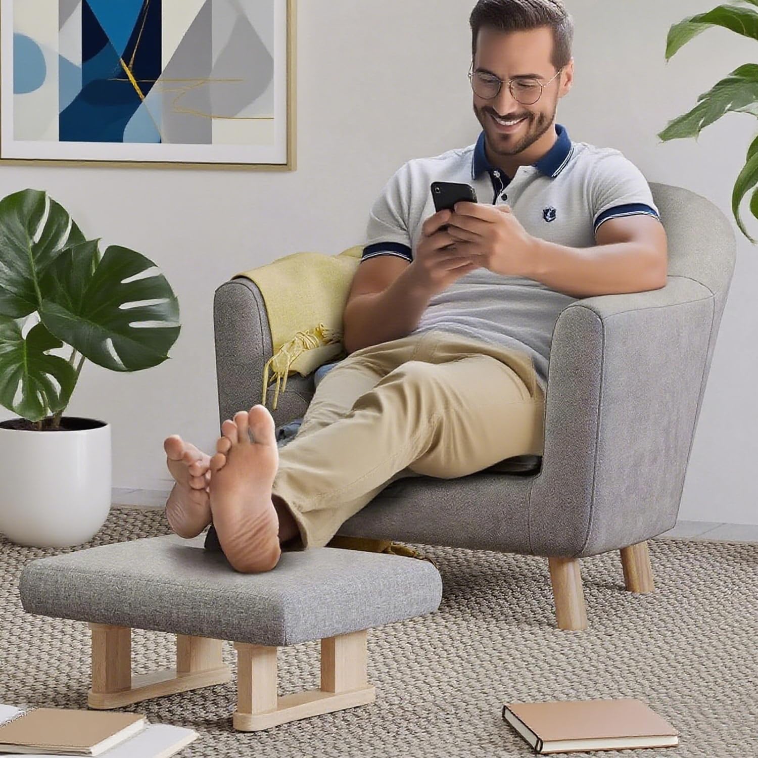 Stowetry Foot Stool, Pouffe Footstool with Removable Cover