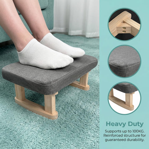 Xygobla Small Solid Wood Footstool with Padded Seat