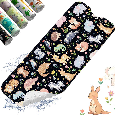 XIYUNTE Baby Bath Mats Non Slip Anti Mould, Cartoon Kids Bath Mat Non Slip, 100x40cm Extra Large Baby Shower Bath Mat with Suction Cups & Drain Holes