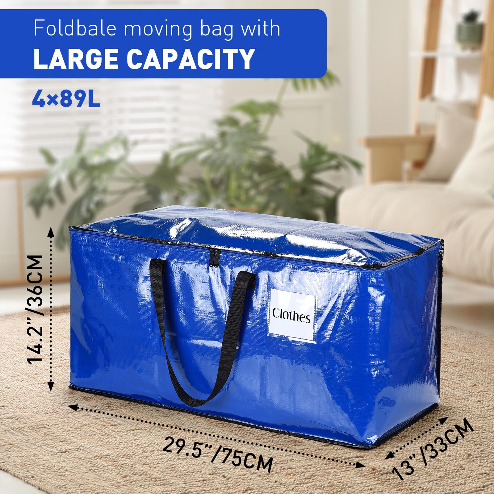 iespell Pack of 4 Extra Large Heavy Duty Storage Boxes with Lids, Large Strong Moving Boxes, Moving Bags, Vacuum Storage Bags
