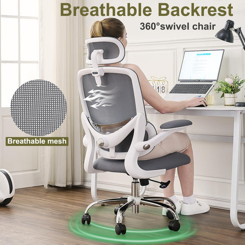 TONFARY Ergonomic Mesh Office Chair with Adjustable Lumbar, Space-saving