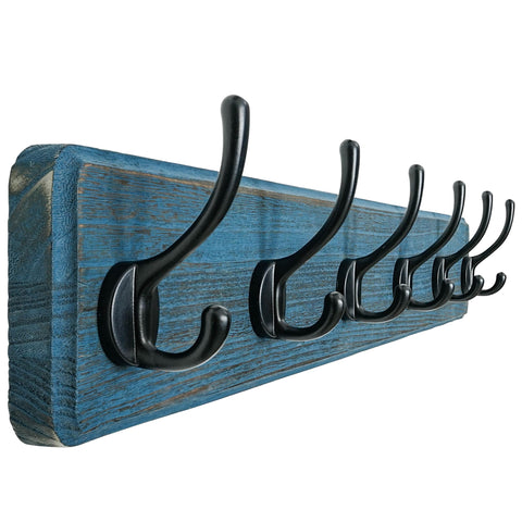 Dseap Coat Rack Wall: 60cm Long, Patented, Heavy-Duty, 6-Double-Hooks Wooden Wall Mounted Coat Rack Coat Hanger Hook Rail for Winter Coats Hat Jacket