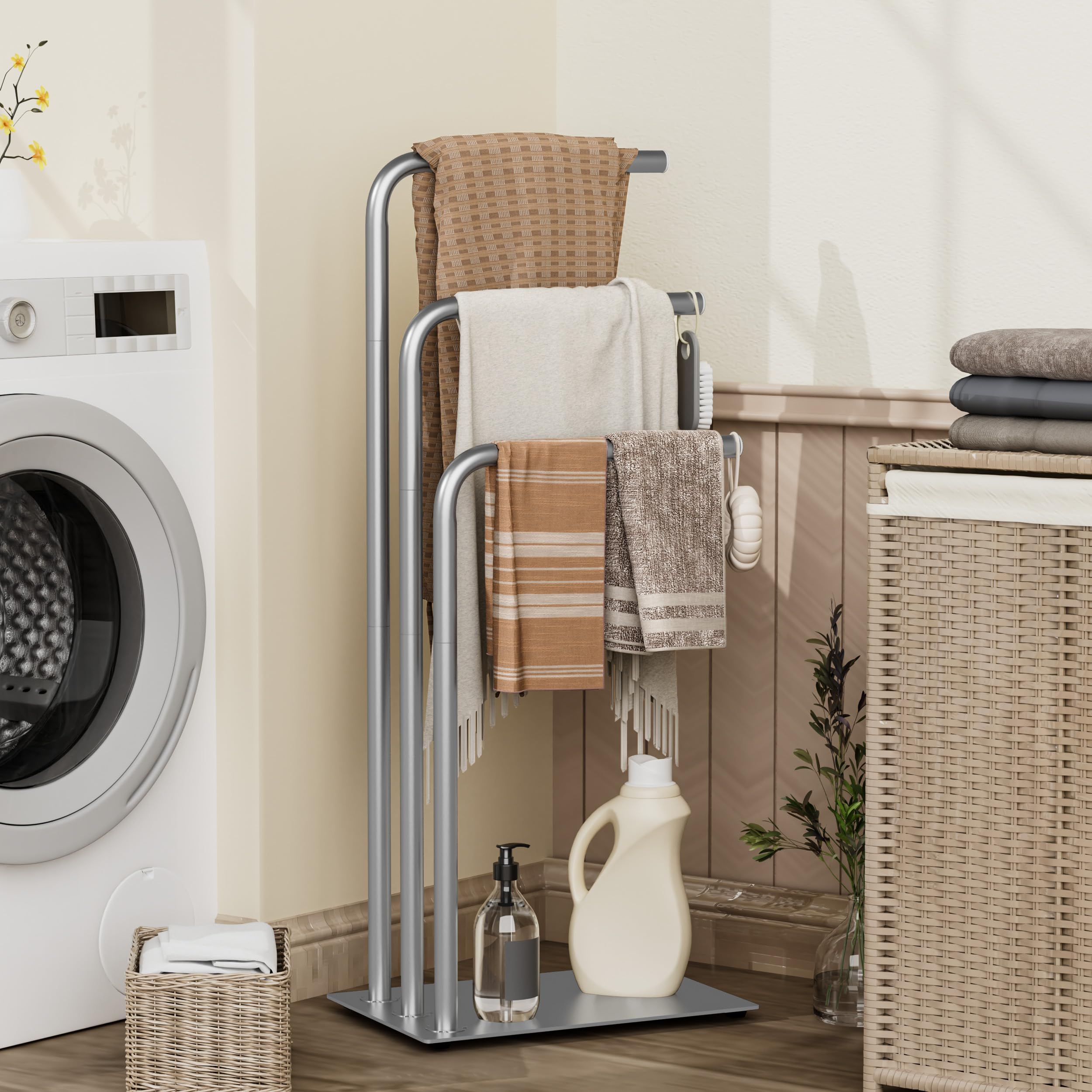 OUTBROS Towel Holder for Bathroom,39x26x90cm,Silvery