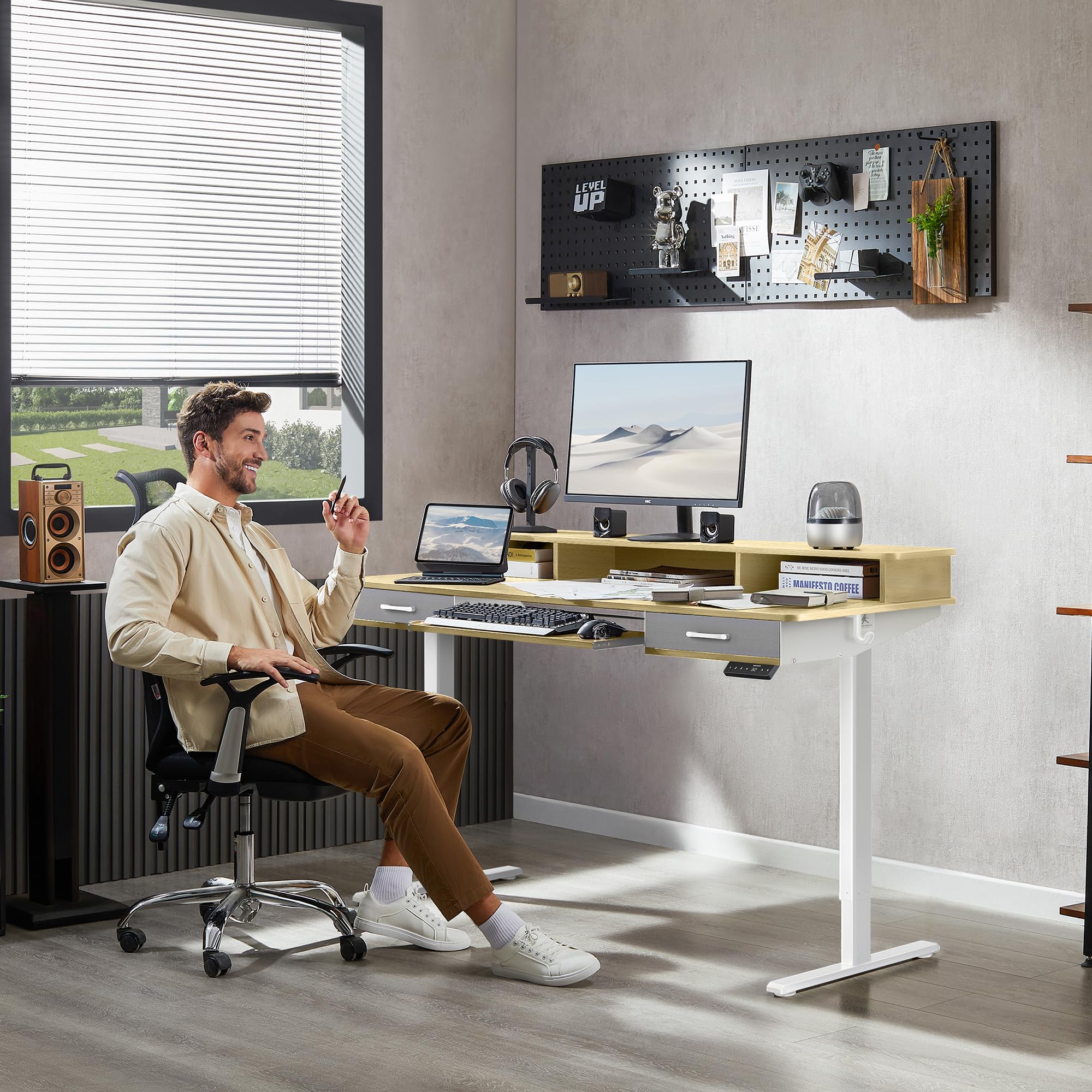 WALKINGDESK Electric Standing Desk with Keyboard Tray, 140 x 60 cm