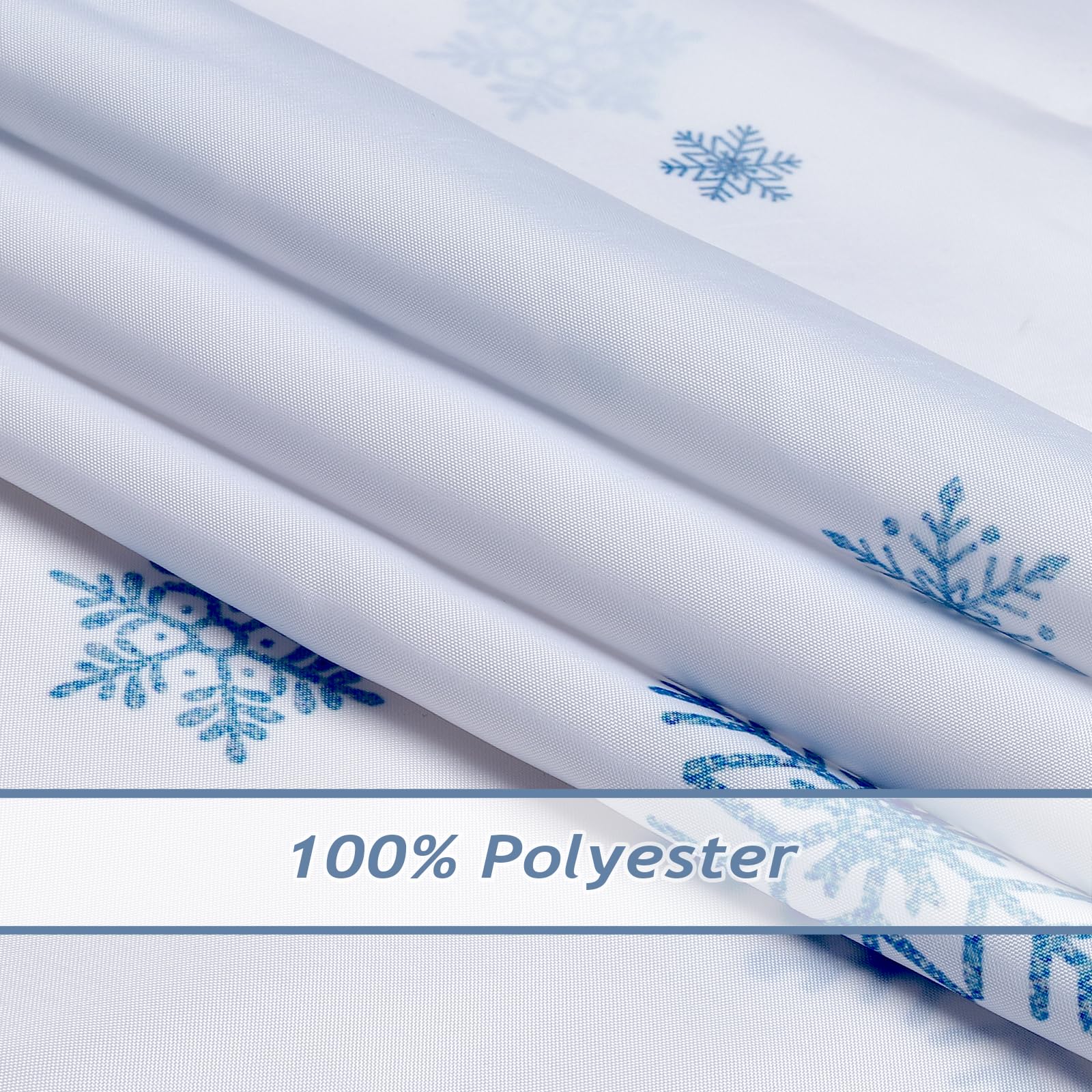 COZZSNUGE Winter Misty Forest Shower Curtain, Blue Pine Tree Snowflake Nature Snow Scene Bathroom Curtain 180 x 180 cm