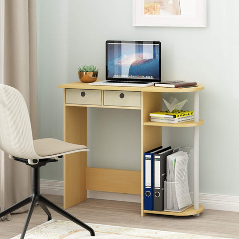 Furinno Go Green Home Laptop Notebook Computer Desk, Study Desk, Writing Desk, Beech/Ivory/White