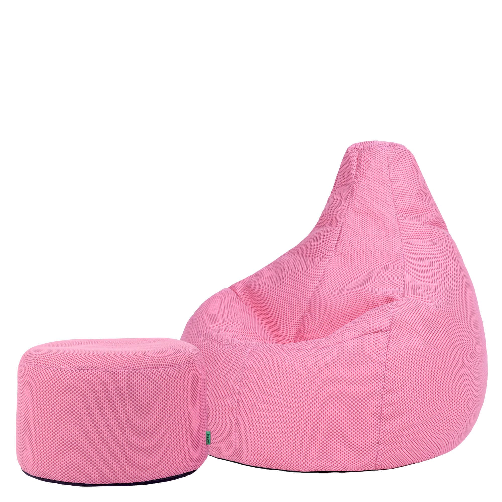 icon Mesh Gaming Bean Bag & Footstool with Filling Included, Pink