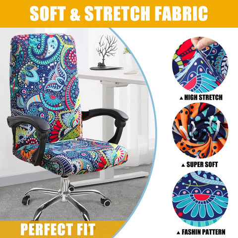 smiry Stretch Printed Computer Office Chair Covers, Soft Fit Universal Desk Rotating Chair Slipcovers