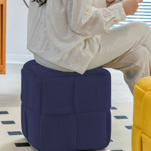 Cmishe Ottoman Foot Rest Soft and Comfortable Ottoman Square Corduroy Woven Design Sofa Stool