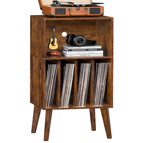 LELELINKY Record Player Stand, Turntable Stand Hold Up To 160 Albums, Brown