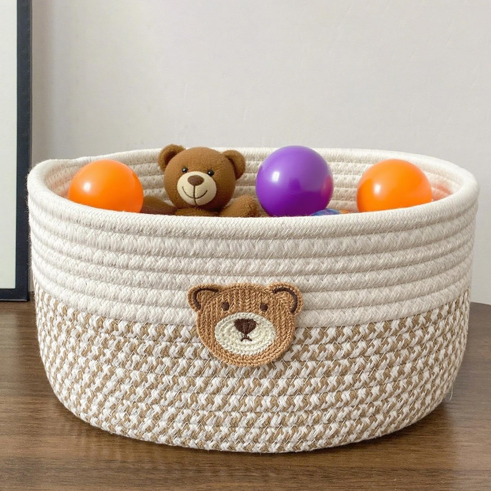 GOUHIDAMAI Rope Basket | Small Basket for Organizing | Decorative Box Cotton Organizer Bin for Laundry Room Bedroom Living Space Nursery Nightstands