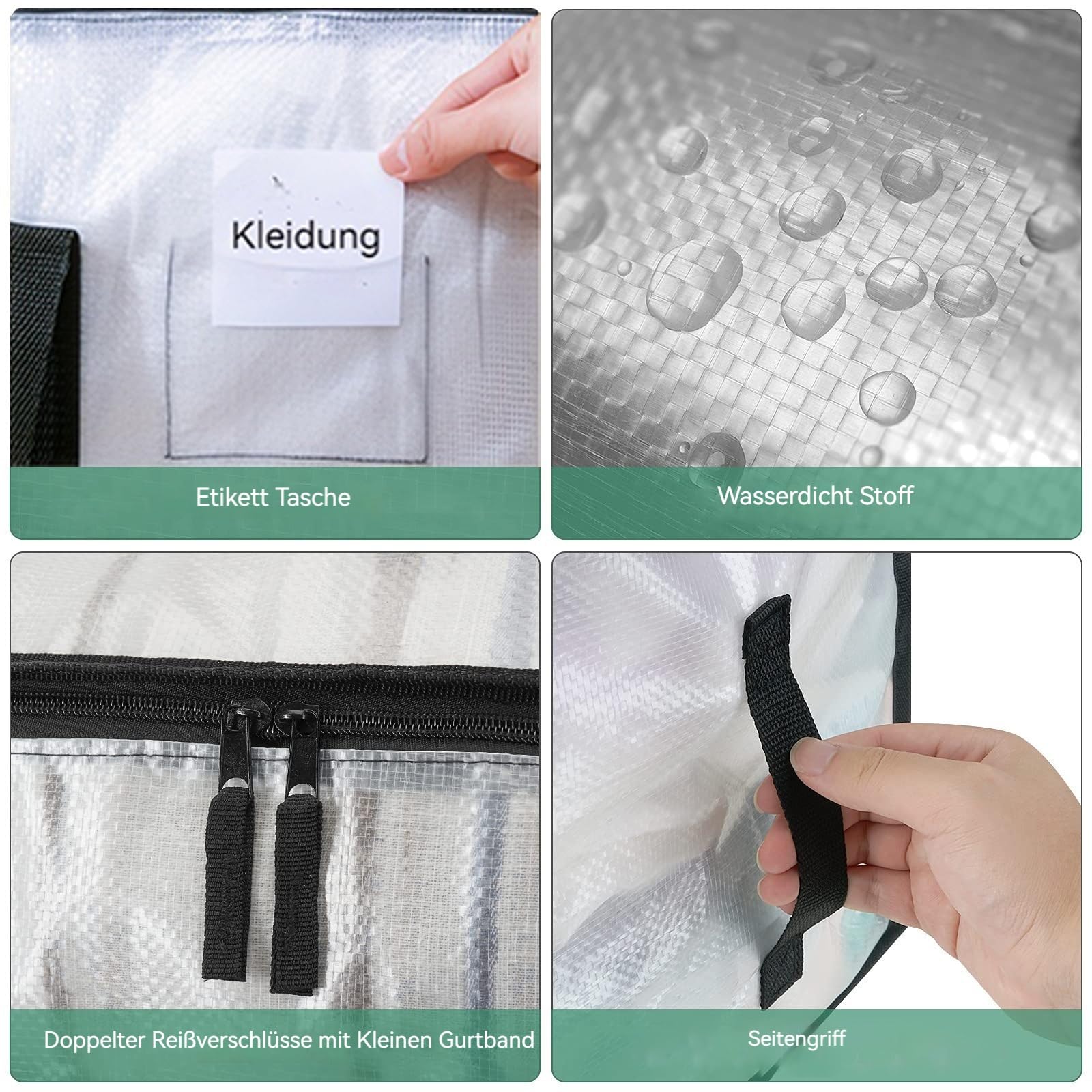 Mesiria Large Storage Bags, Heavy Duty Waterproof Clothes Storage Bag Box Moving Bag Moving Totes Moving Boxes (2, Transparent)