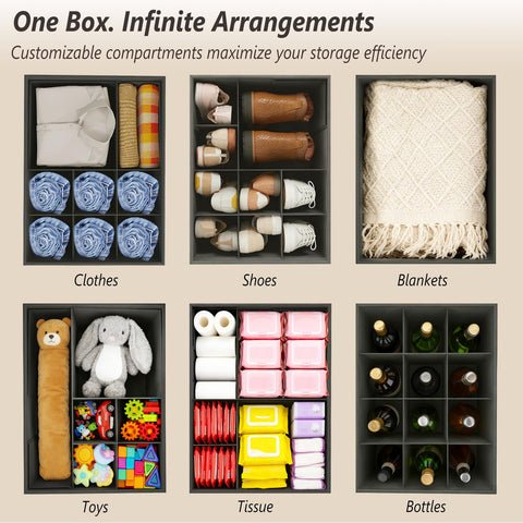 Adjustable Dividers Storage Ottoman Shoe Organiser Box for Closet,2 Pack
