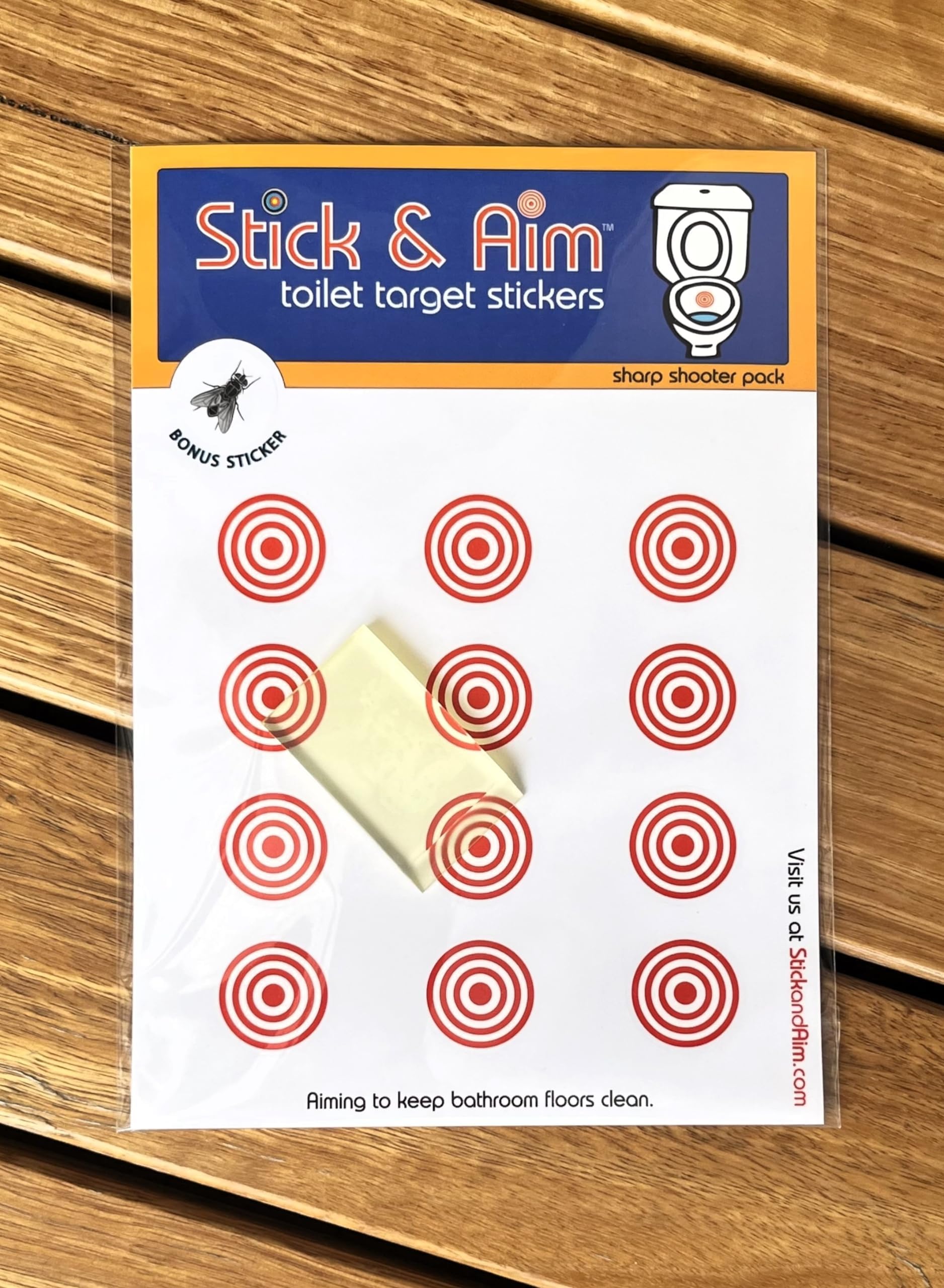 Bullseye Toilet Target Pack (13 Targets) with Applicator Smoothing Tool for Easy Installation in Toilets & Urinals