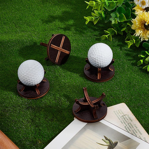 NBEADS 4 Pcs Wooden Golf Display Stands, 5.5x2.95cm Coconut Brown Ball Display Holder Versatile Display Holder Set for Golf Balls Baseballs Sportss