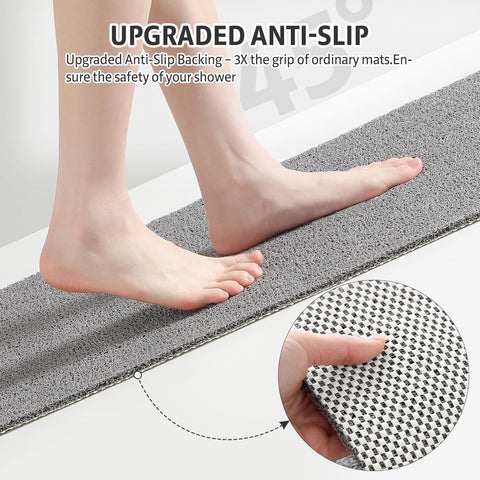 XIYUNTE Soft Shower Mat Non Slip Anti Mould 76 x 43 cm, INCL. Hooks for Drying, PVC Bath Mat Non Slip Anti Mould