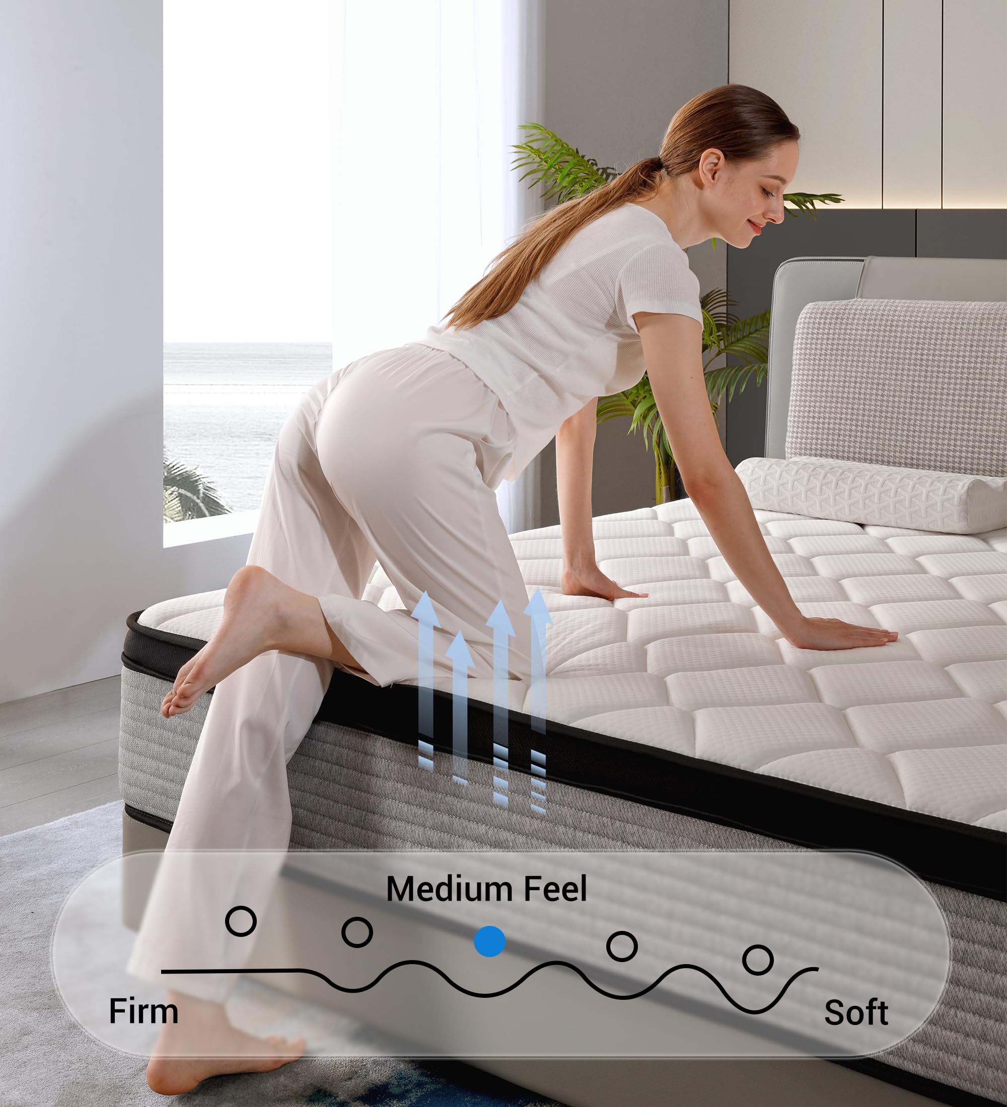 OGIAWA Single Mattress 3FT, 10.6 Inch Gel Memory Foam Pocket Sprung Orthopedic Mattress Edge Support & Motion Isolation Spring Hybrid Medium Firm