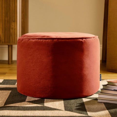 icon Milano Velvet Large Bean Bag Footstool with Filling Included, Red