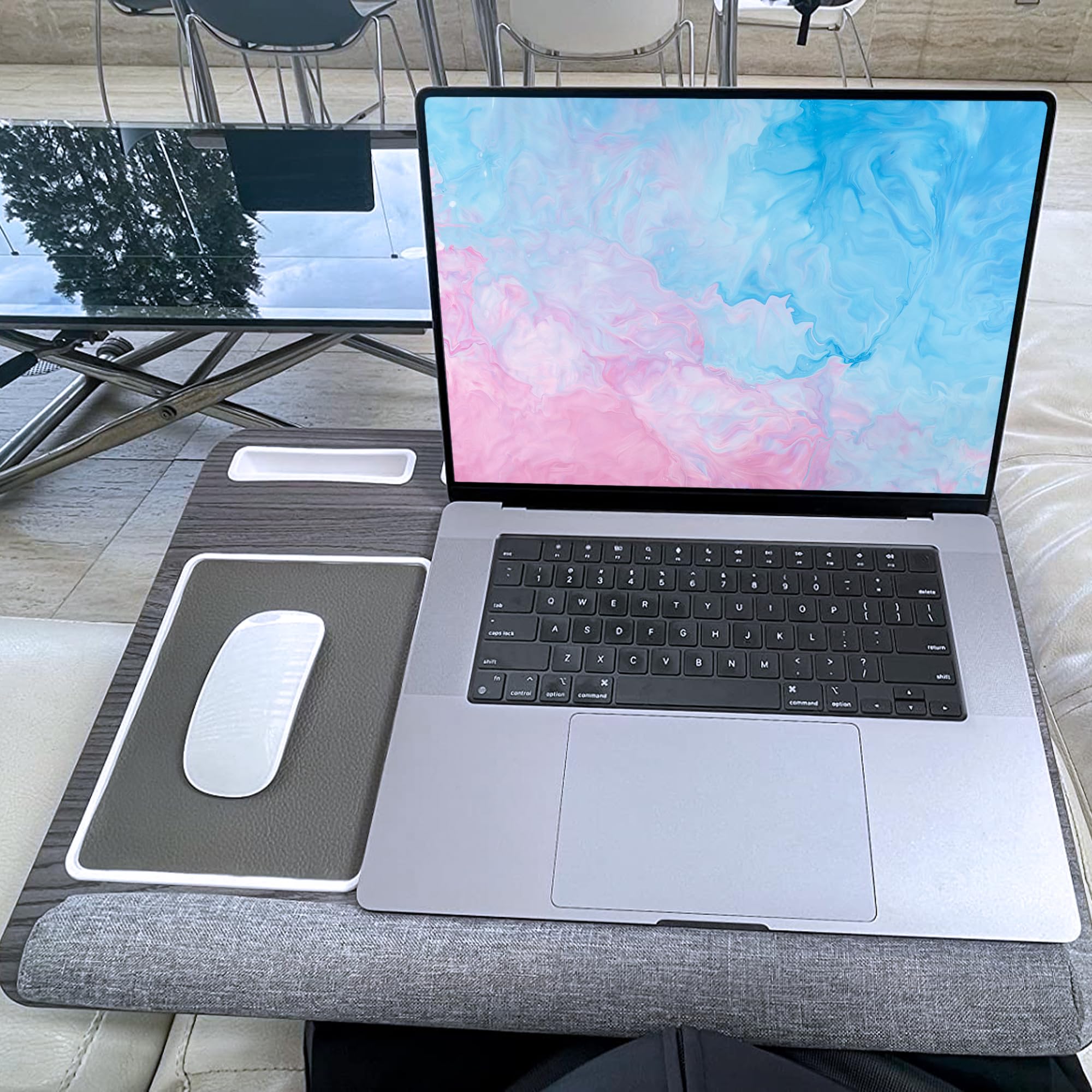 Desire2 Wooden Left Handed Computer Lap Desk with Cushions | Ergonomic Lap Desk Table for Your Home Office