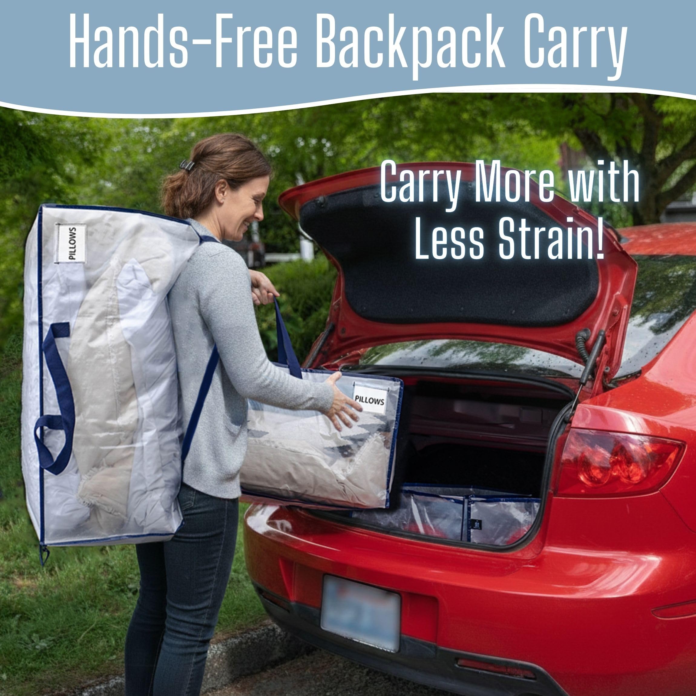 VENO 4 Pack Heavy-Duty Moving Bags Extra Large W/Backpack Straps, Moving House Essentials, Strong Handles & Zips, Clothes Storage, Packing