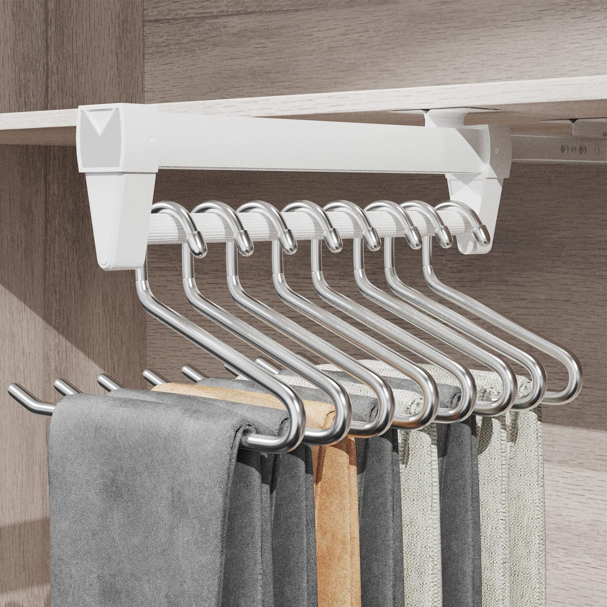 Pull Out Clothes Rail,Wardrobe Pull Out Clothes Rail (26-61CM) Steel Adjustable Clothe Rails For Trousers Clothing Storage, Space Saving (36CM)