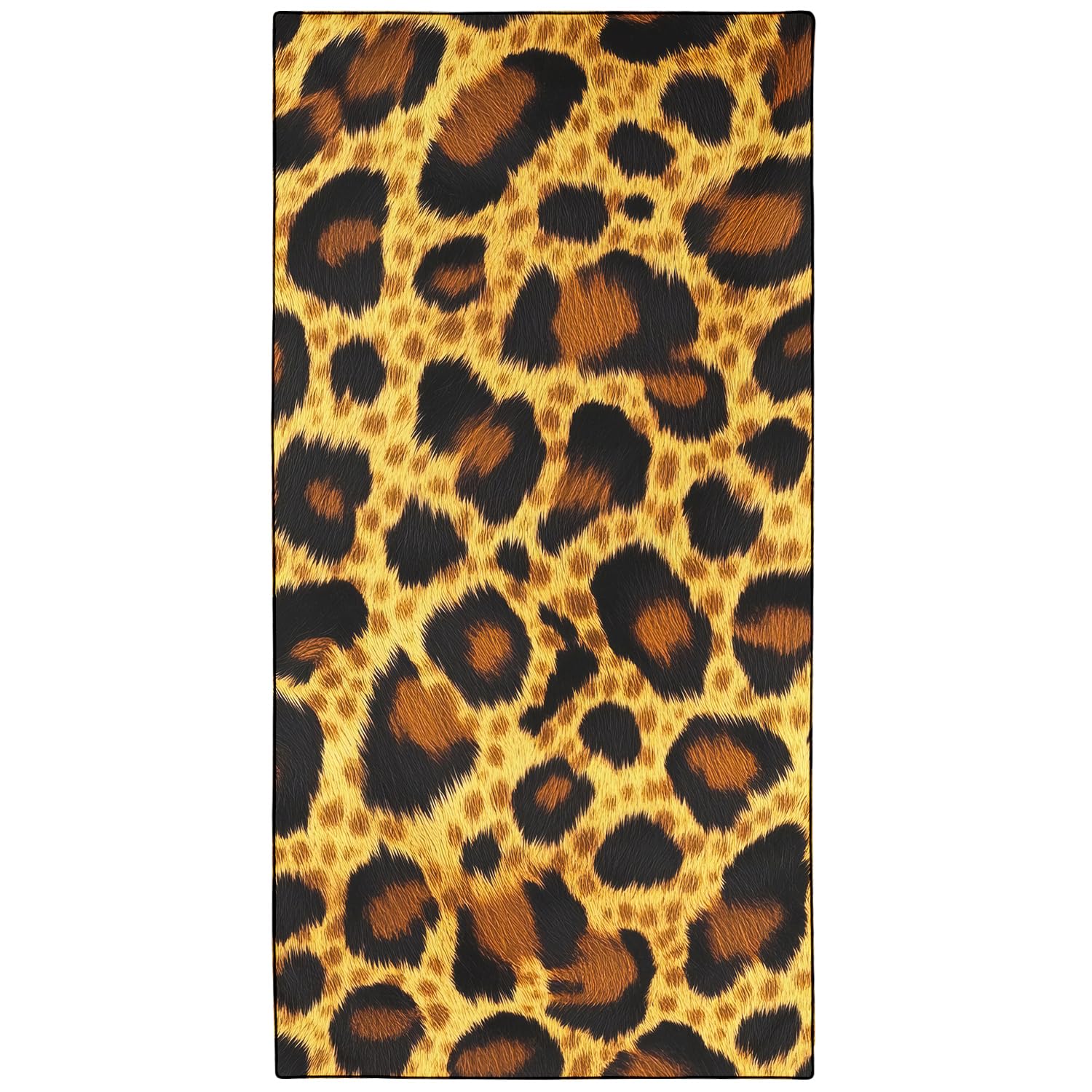Violetpos Realistic Leopard Fur Print Beach Towel, Extra Large 180x90 cm 250GSM Microfibre, Sand Free Quick Dry