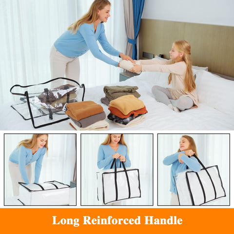 Vieshful 5 Pack Black Clear Clothes Storage Bag Organizer Reinforced Handle