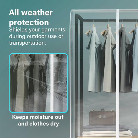 6ft Transparent Clothes Garment Rail Strong Zipped Cover Clear Protective Zip Over Cover for Garment Hanging Coat Racks