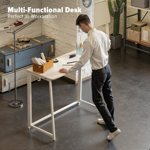 WOHOMO Folding Desk, 100cm Small Writing Desk, White