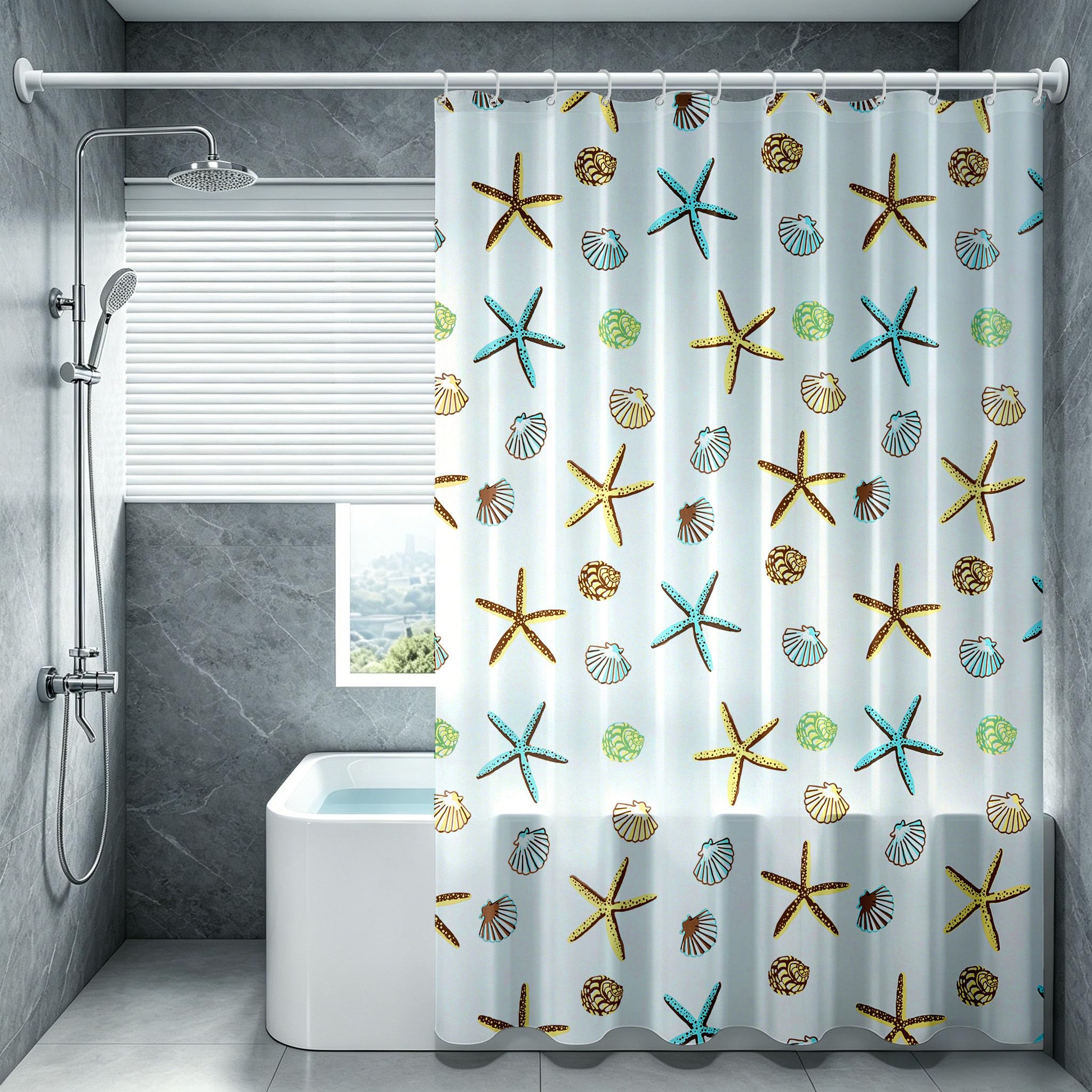Vllcsla Shower Curtains Mould Proof Resistant Bathroom 220drop, 180x220 cm, Blue Extra Long PEVA Bathroom Bathtub Curtains