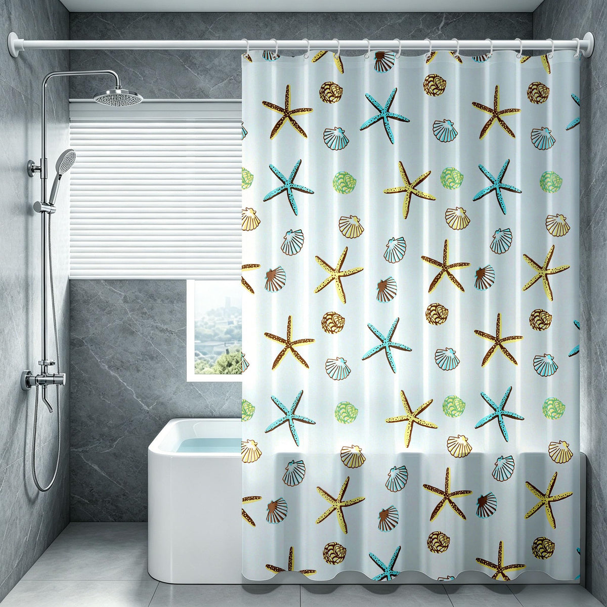 Vllcsla Shower Curtains Mould Proof Resistant Bathroom 220drop, 180x220 cm, Blue Extra Long PEVA Bathroom Bathtub Curtains