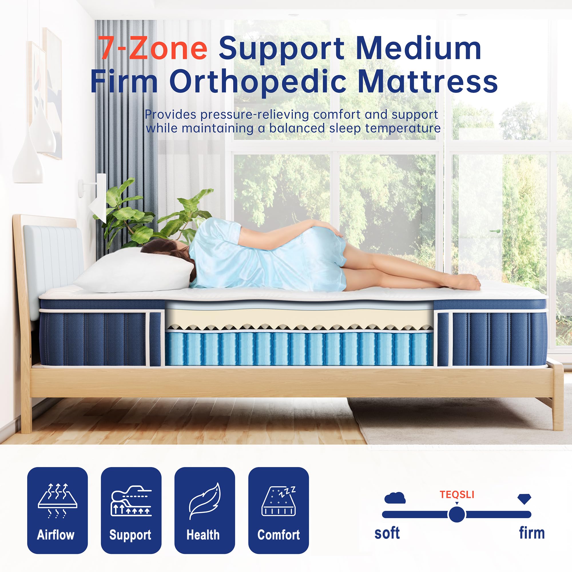 TeQsli Small Double Mattress Memory Foam Pocket Spring Hybrid 120x190x27 cm