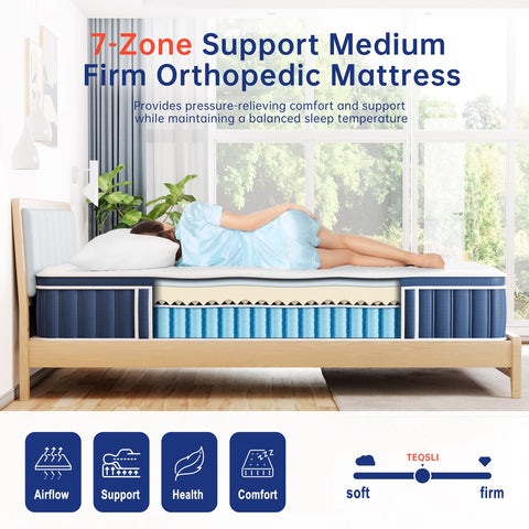 TeQsli Small Double Mattress Memory Foam Pocket Spring Hybrid 120x190x27 cm