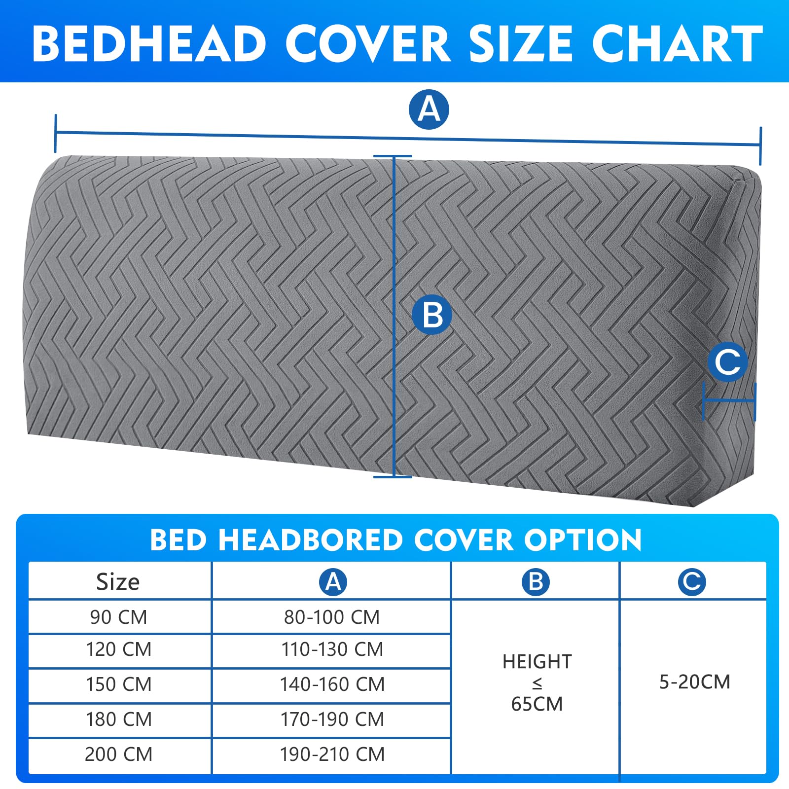 CYCMACO Elastic Headboard Cover, Double/Single Bed Headboard, Removable and Washable Dust Cover, Durable, Universal Headboard Cover Dustproof