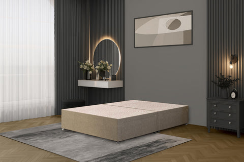 Bed Centre Flexby Divan Bed Base, 3FT Single, Linen Wheat Fabric