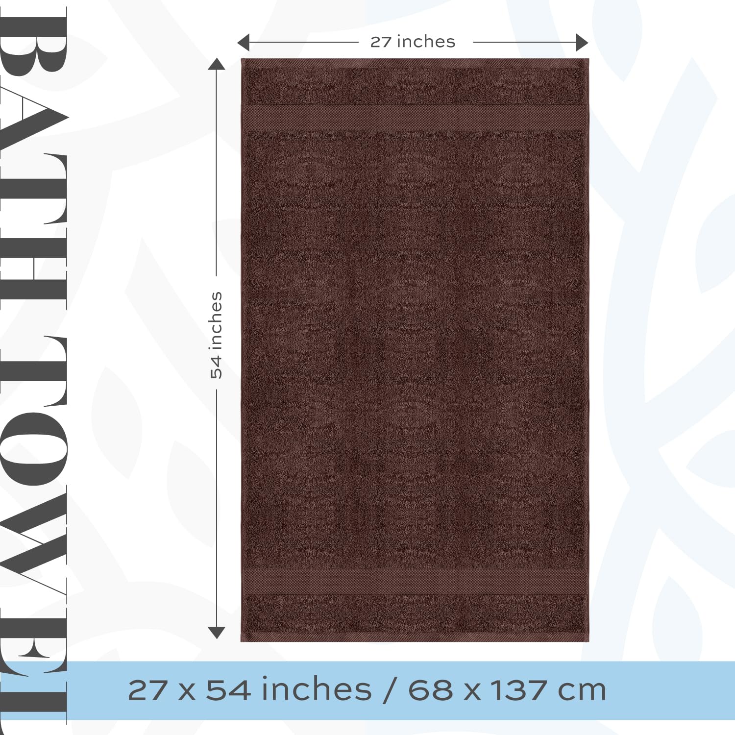 White Classic Luxury Bath Towels Large - Cotton Hotel spa Bathroom Towel | 27x54 | 4 Pack | Brown