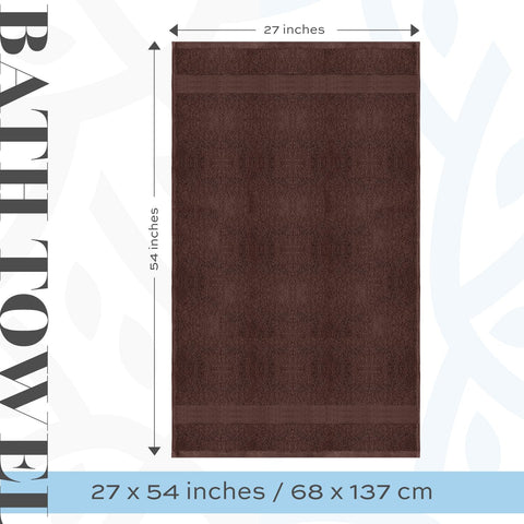 White Classic Luxury Bath Towels Large - Cotton Hotel spa Bathroom Towel | 27x54 | 4 Pack | Brown