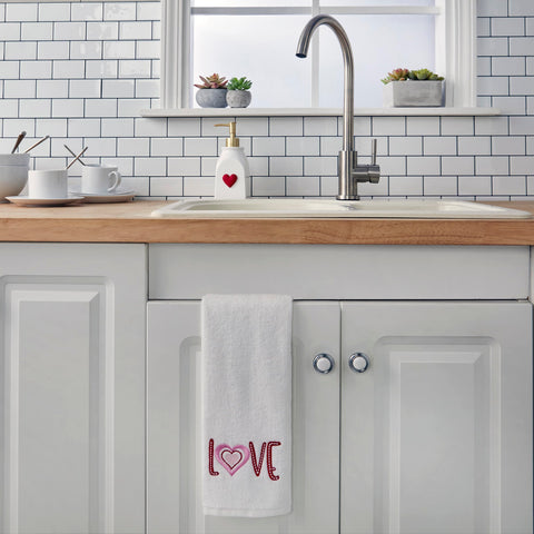 SKL Home by Saturday Knight Ltd. Valentine's Day Love Hand Towel Set, White 2 Pack