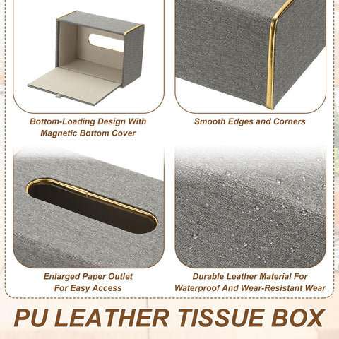 sourcing map Tissue Box Cover, Rectangle Modern Tissue Box Holder with Magnetic Closure for Living Room Bedroom Office Hotel Desk