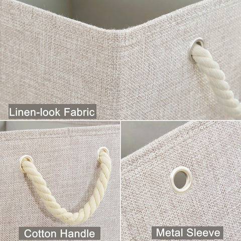 Mangata 3 Pack Storage Cubes for Shelves, Fabric Storage Boxes with Cotton Rope Handles Home Organization