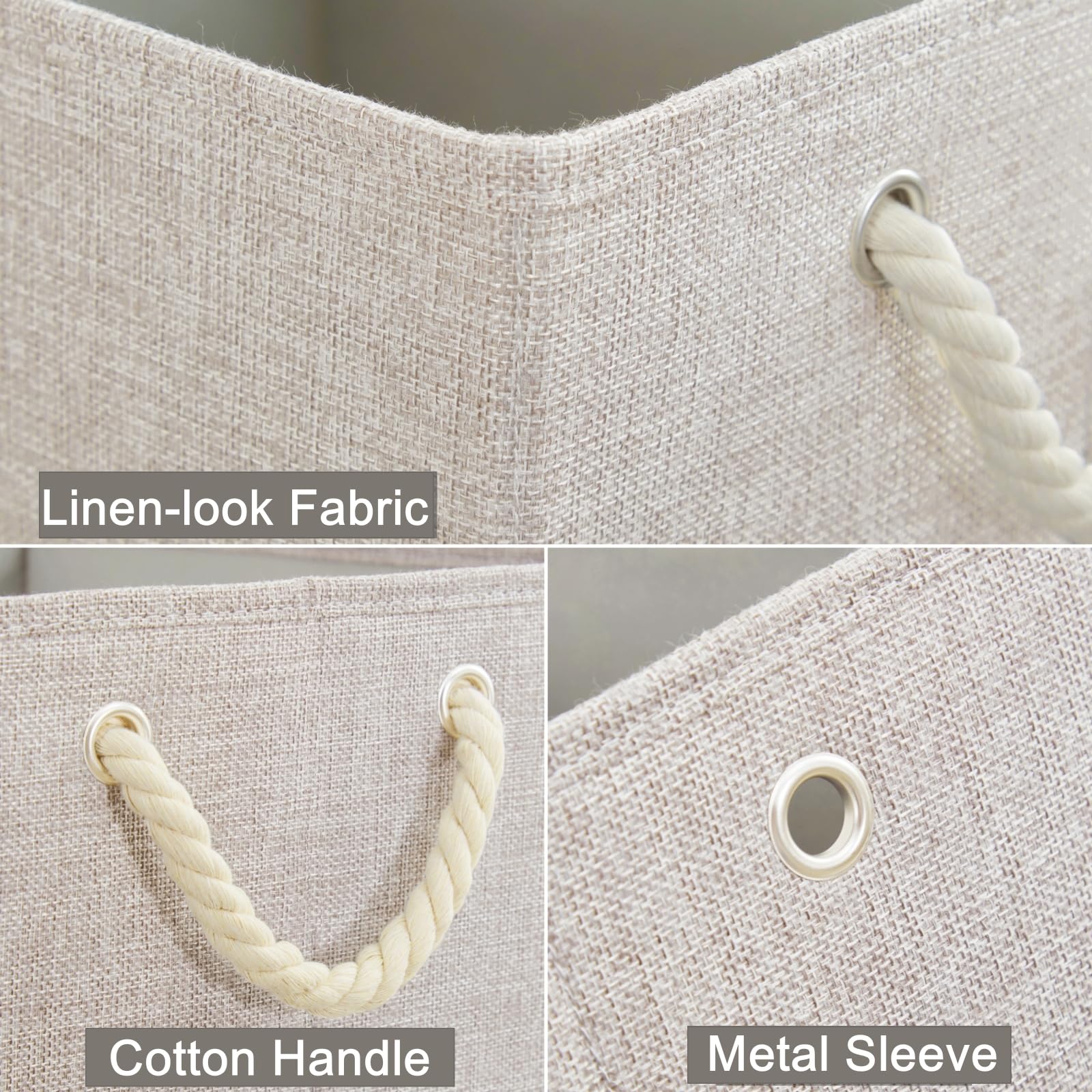 Mangata 4 Pack Storage Cubes for Shelves, Fabric Storage Boxes with Cotton Rope Handles Home Organization