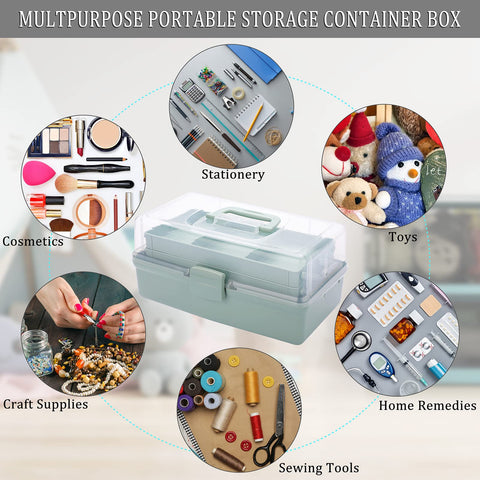 IGNPION 3 Tiers Craft Stackable Storage Box，Plastic Tool Dividers Organiser