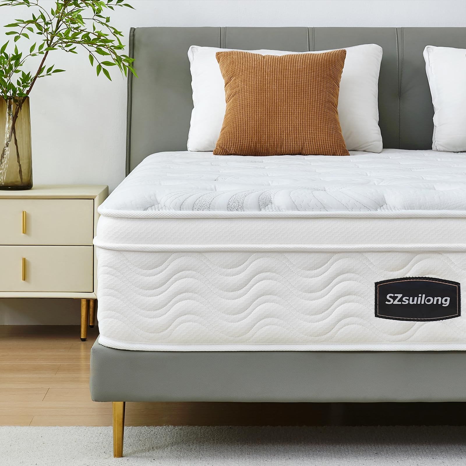 SZsuilong Single Mattress 3FT Memory Foam, Pocket Sprungs Hybird Mattress with Dual Edge Support