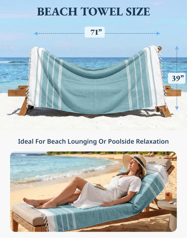 LANE LINEN Beach Towels 6 Pack, Cotton Rich Oversized Towel, Pre-Washed, Stylish Pool Towels For Adults, Quick Dry