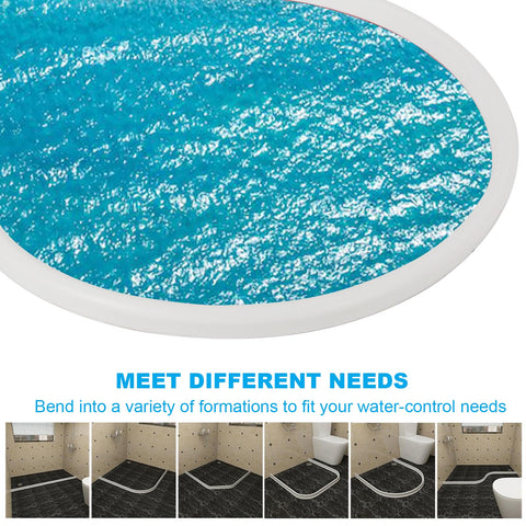 1M Wet Room Floor Barrier, 8.9cm Height TPE Curved Shower Threshold Water Barrier, Wet Room Shower Seal Strip