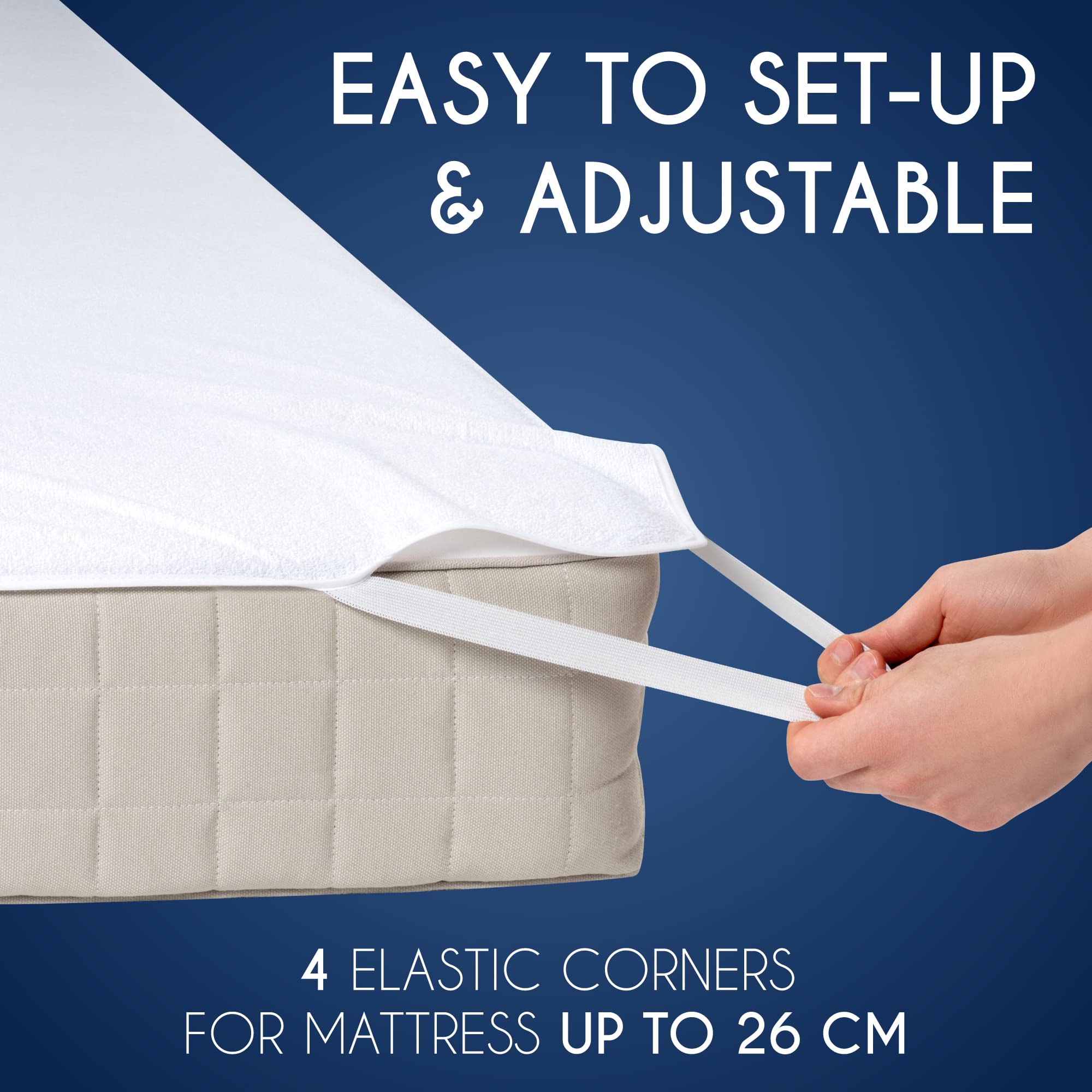 Dreamzie Mattress Protector Waterproof with 4 Elastic Corners - Made in EU - OEKO-TEX® Certified - For Mattress Double Bed 140 x 190 cm