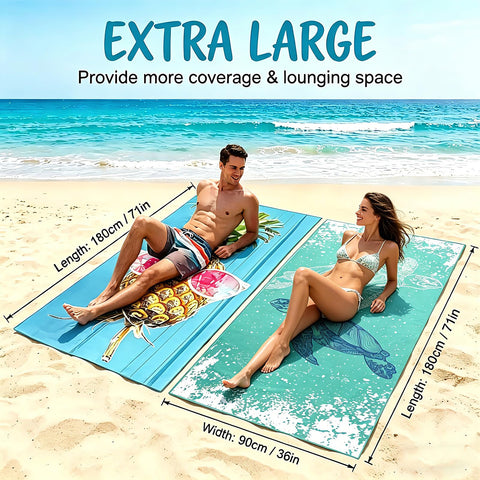 2PCS Microfibre Beach Towels for Adults, Extra Large Quick Dry Towel with Double Side Print Sand Free Lightweight Travel Towel for Adults Women Men