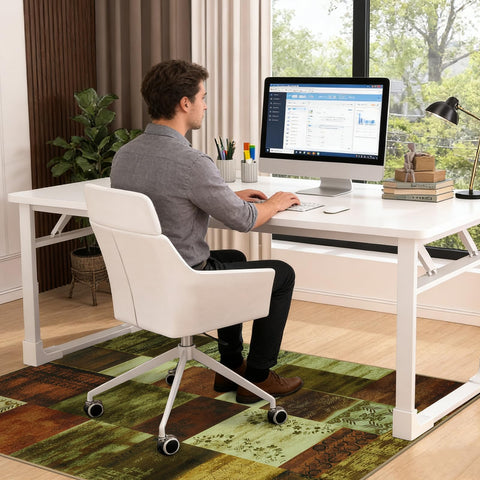 Homcomodar Office Chair Mat for Hardwood Floor 90x120cm Floor Mat Taupe
