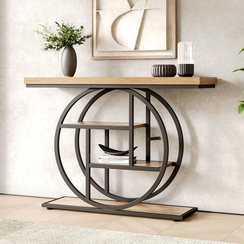 LITTLE TREE Console Table, 4-Tier Entryway Table Behind Couch Table, 41.3-Inch Farmhouse Sofa Table for Living Room, Foyer Hallway Table for Entrance
